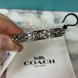 Coach Signature C Silver Hinge Bracelet - NWT & Dust Bag - Retail $125